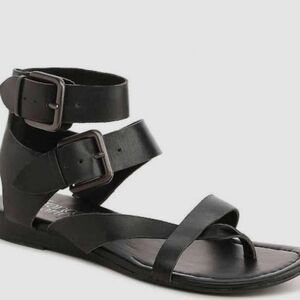 Franco Sarto Black Double Strap Sandals
